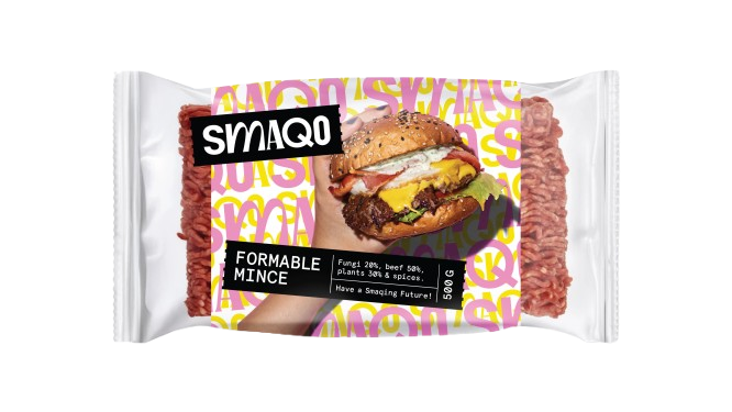 Formable mince package with a burger image